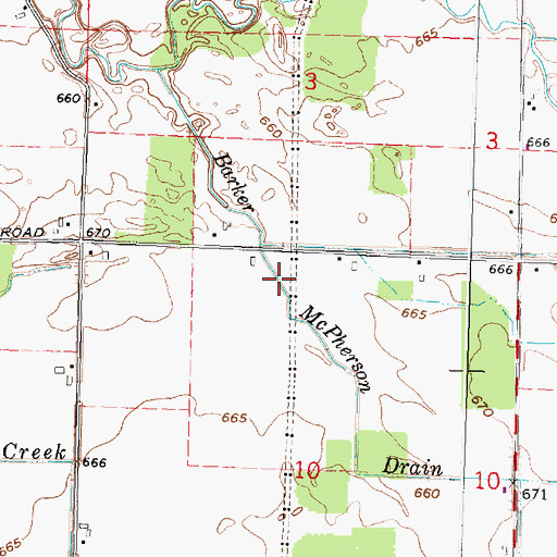 Topographic Map of Baker McPherson Drain, MI
