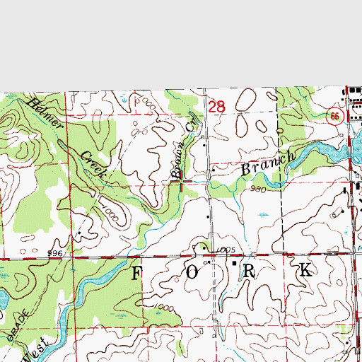 Topographic Map of Brown Creek, MI