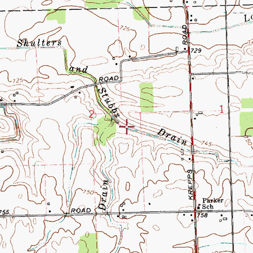 Topographic Map of Shulters and Stubbs Drain, MI