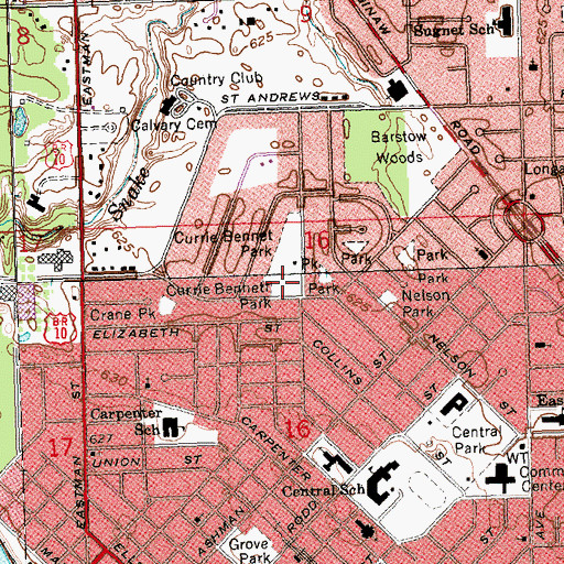 Topographic Map of Currie Bennett Park, MI