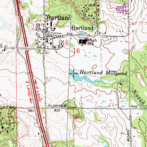 Topographic Map of Hartland Millpond, MI