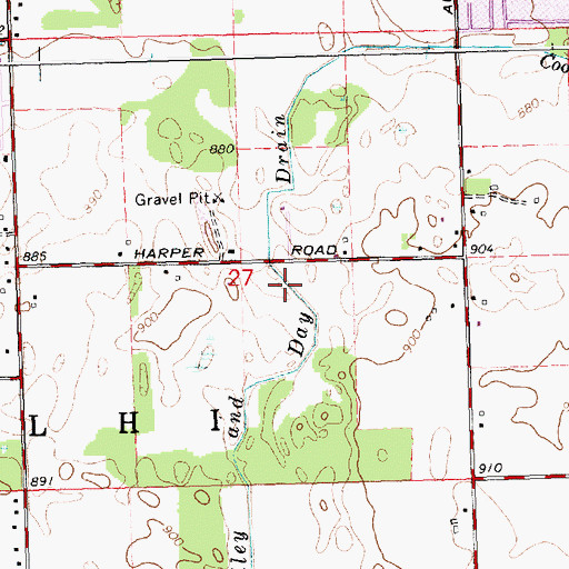 Topographic Map of Holley and Day Drain, MI