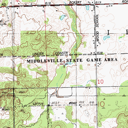 Topographic Map of Middleville State Game Area, MI