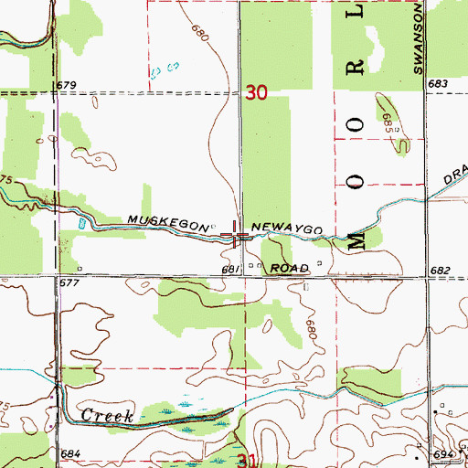 Topographic Map of Muskegon Newaygo Drain, MI