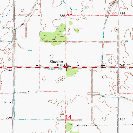 Topographic Map of Kingdom Hall, MI