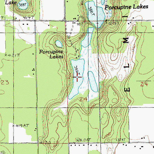 Topographic Map of Porcupine Lakes, MI