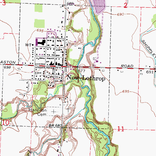 Topographic Map of Porter Creek, MI