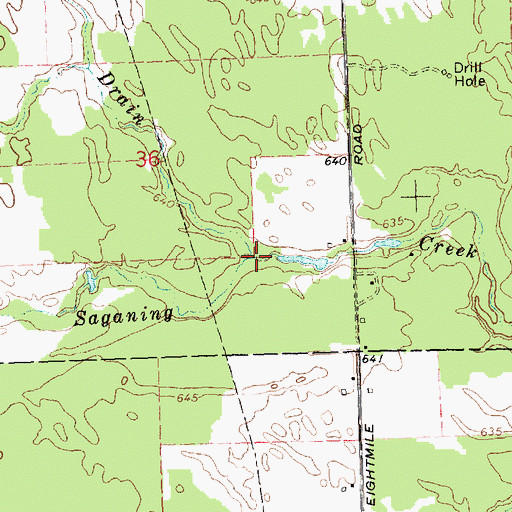 Topographic Map of Saganing Drain, MI