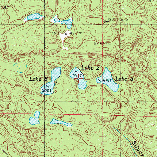 Topographic Map of 2 Lake, MI