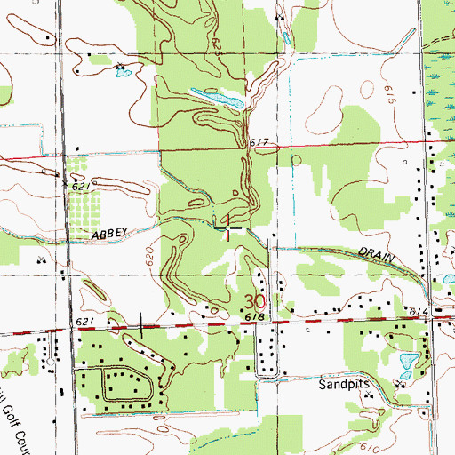 Topographic Map of Abbey Drain, MI