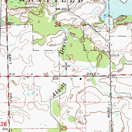 Topographic Map of Abbott Drain, MI
