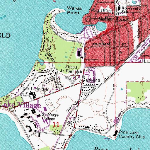Topographic Map of Abbott Junior High School, MI