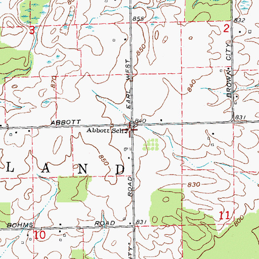Topographic Map of Abbott School, MI