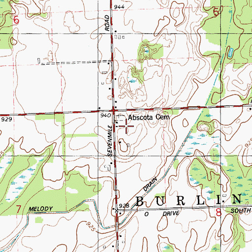 Topographic Map of Abscota School, MI