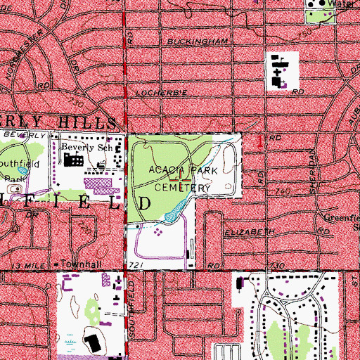 Topographic Map of Acacia Park Cemetery, MI