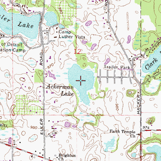 Topographic Map of Ackerman Lake, MI