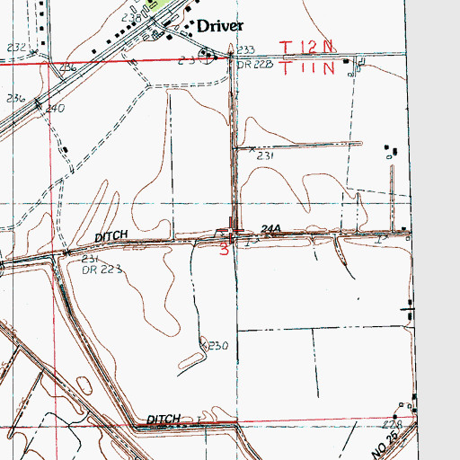Topographic Map of Ditch Number 24A, AR