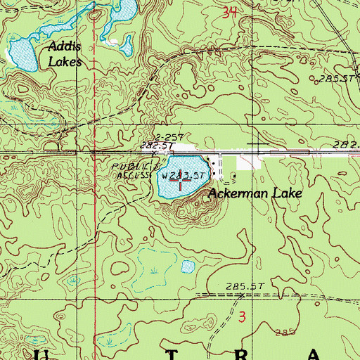Topographic Map of Ackerman Lake, MI