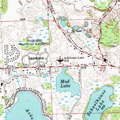 Topographic Map of Ackerson Lake School, MI