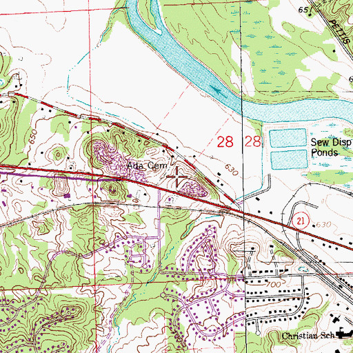 Topographic Map of Ada Cemetery, MI