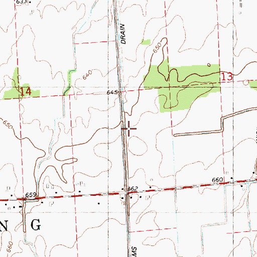 Topographic Map of Adams Drain, MI