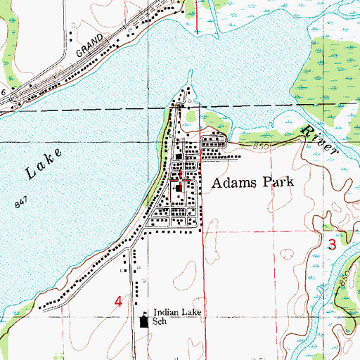 Topographic Map of Adams Park, MI