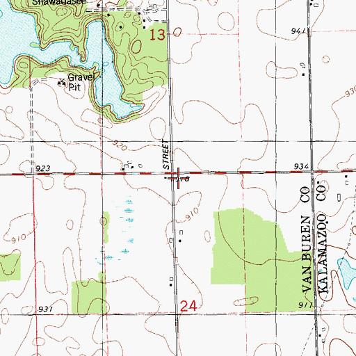 Topographic Map of Adams School, MI