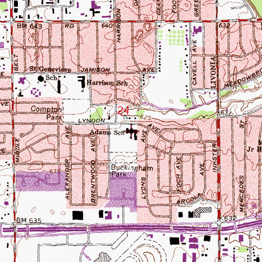 Topographic Map of Adams School, MI