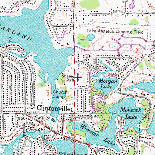Topographic Map of Adams School, MI