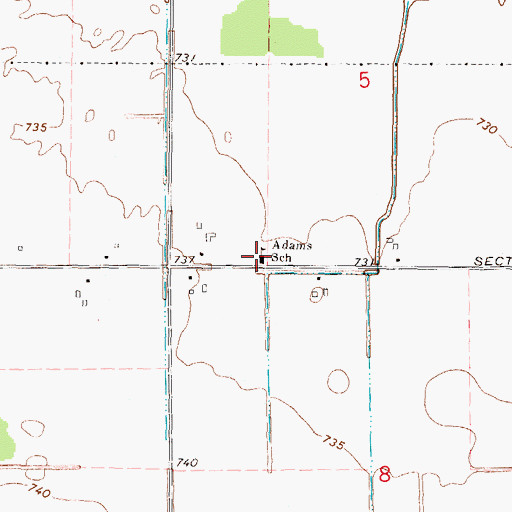 Topographic Map of Adams School, MI