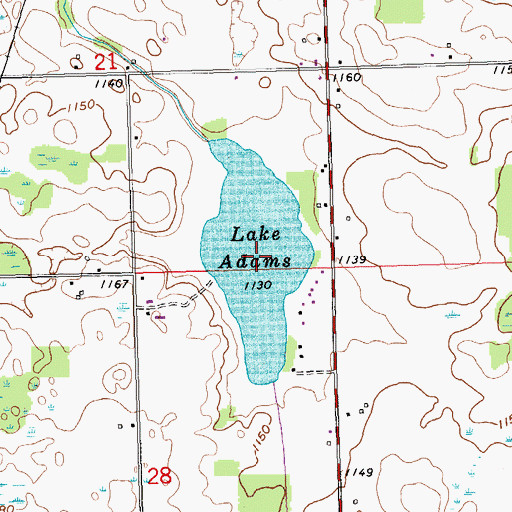 Topographic Map of Lake Adams, MI