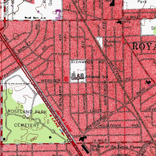 Topographic Map of Addams School, MI