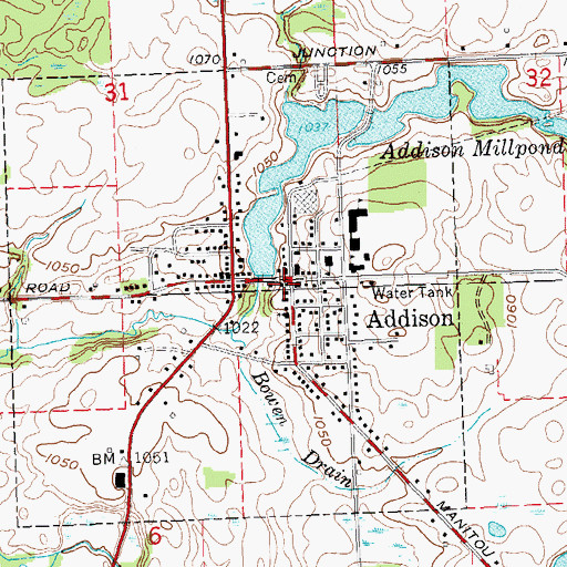 Topographic Map of Addison, MI
