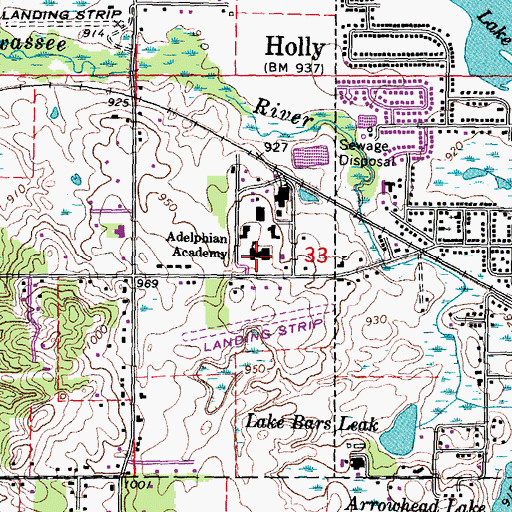 Topographic Map of Adelphian Academy, MI