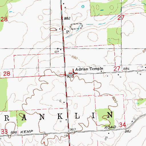 Topographic Map of Adrian Temple, MI
