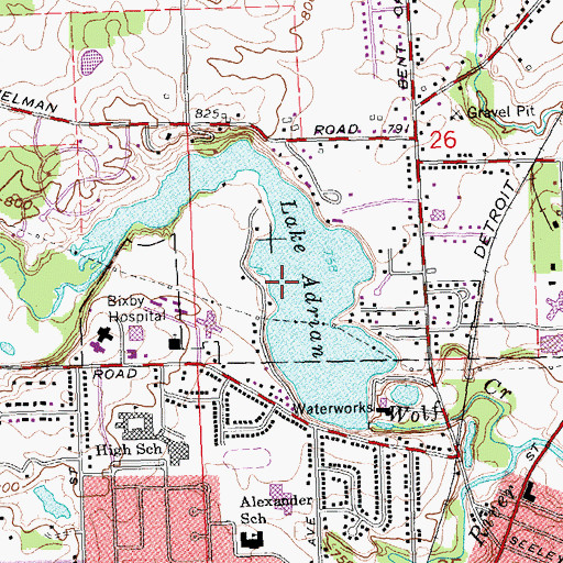 Topographic Map of Lake Adrian, MI