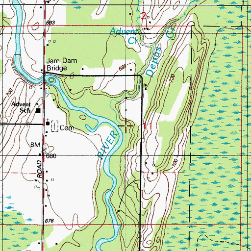 Topographic Map of Advent Creek, MI