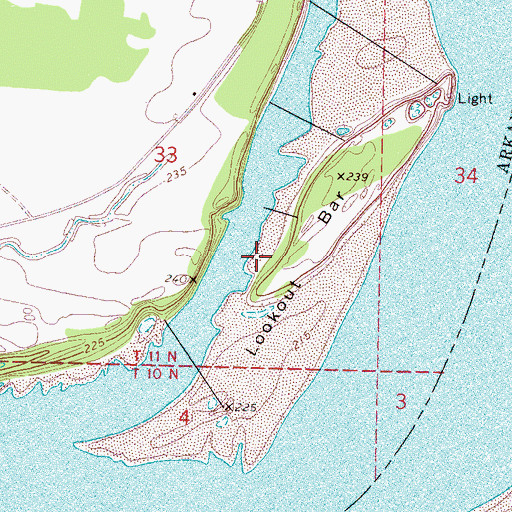 Topographic Map of Lookout Dikes, AR