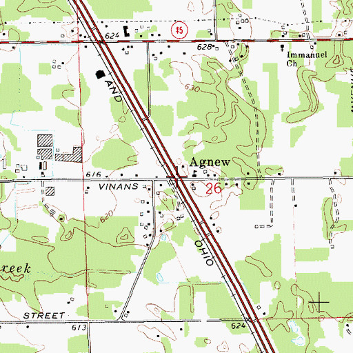 Topographic Map of Agnew, MI