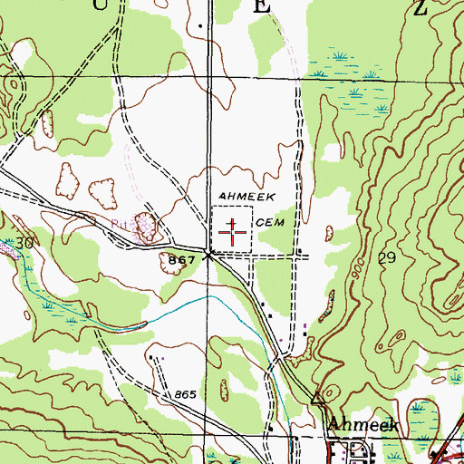 Topographic Map of Ahmeek Cemetery, MI