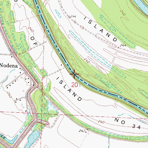 Topographic Map of Nodena Bend, AR
