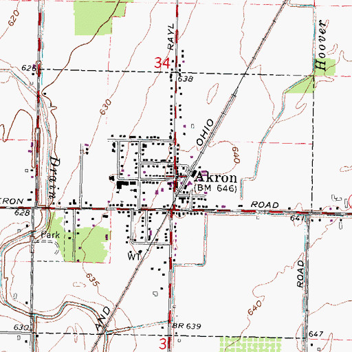 Topographic Map of Akron, MI