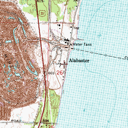 Topographic Map of Alabaster, MI