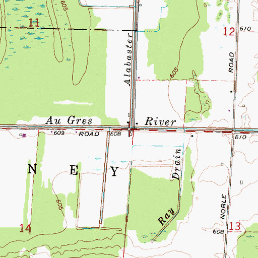 Topographic Map of Alabaster Whitney Drain, MI