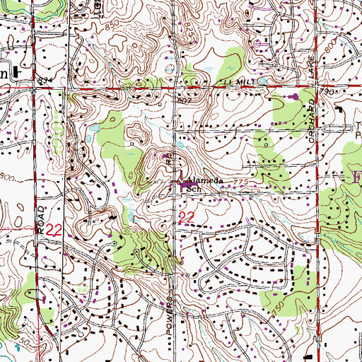 Topographic Map of Alameda School, MI