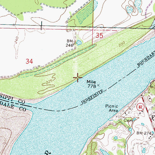 Topographic Map of Falls Landing, AR
