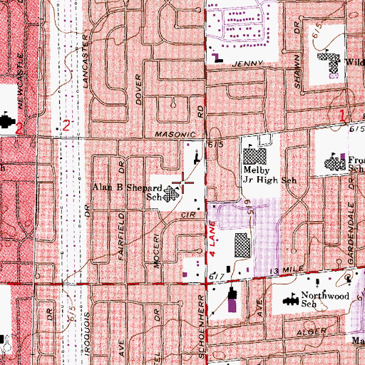 Topographic Map of Alan B Shepard School, MI