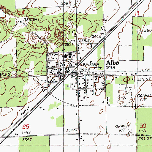 Topographic Map of Alba, MI