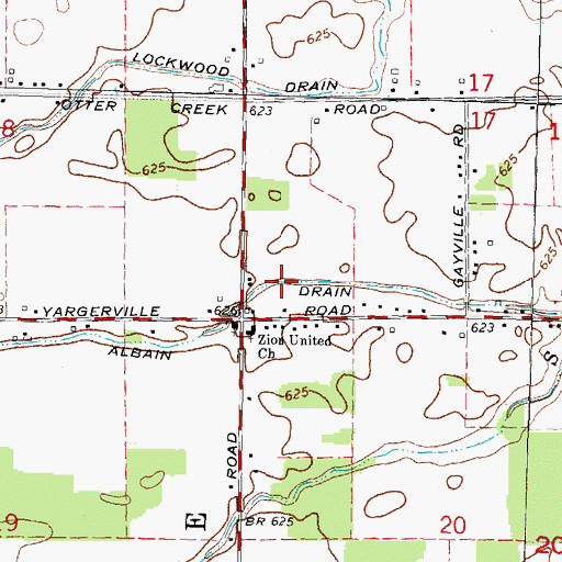 Topographic Map of Albain Drain, MI