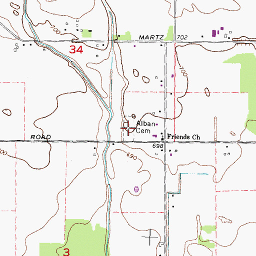 Topographic Map of Alban Cemetery, MI